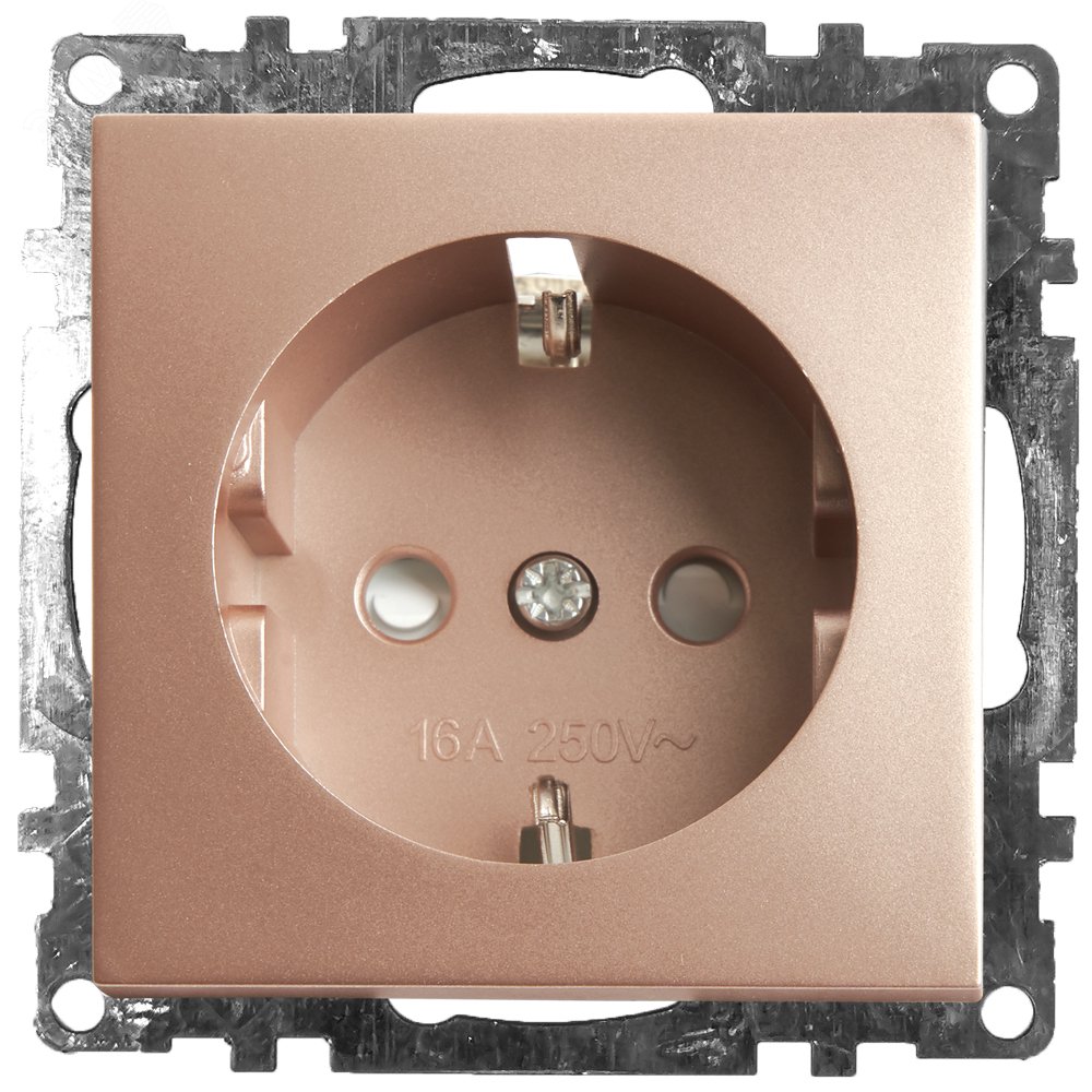 Изображение товара Розетка 1-местная с заземлением STEKKER GLS16-7110-02 шампань высокий дизайн