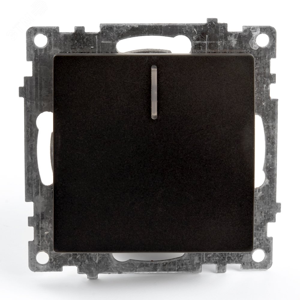 Выключатель 1-клавишный c индикатором, серия Катрин, черный, GLS10-7101-05 STEKKER - превью