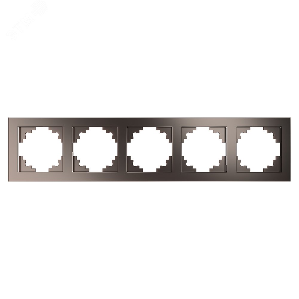Рамка пятиместная горизонтальная, стекло, серия Катрин, шоколад Stekker GFR00-7005-04 39640 STEKKER - превью