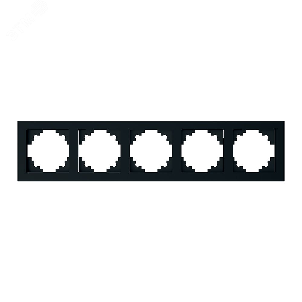 Изображение товара Рамка пятиместная горизонтальная, стекло, Катрин, черный Stekker