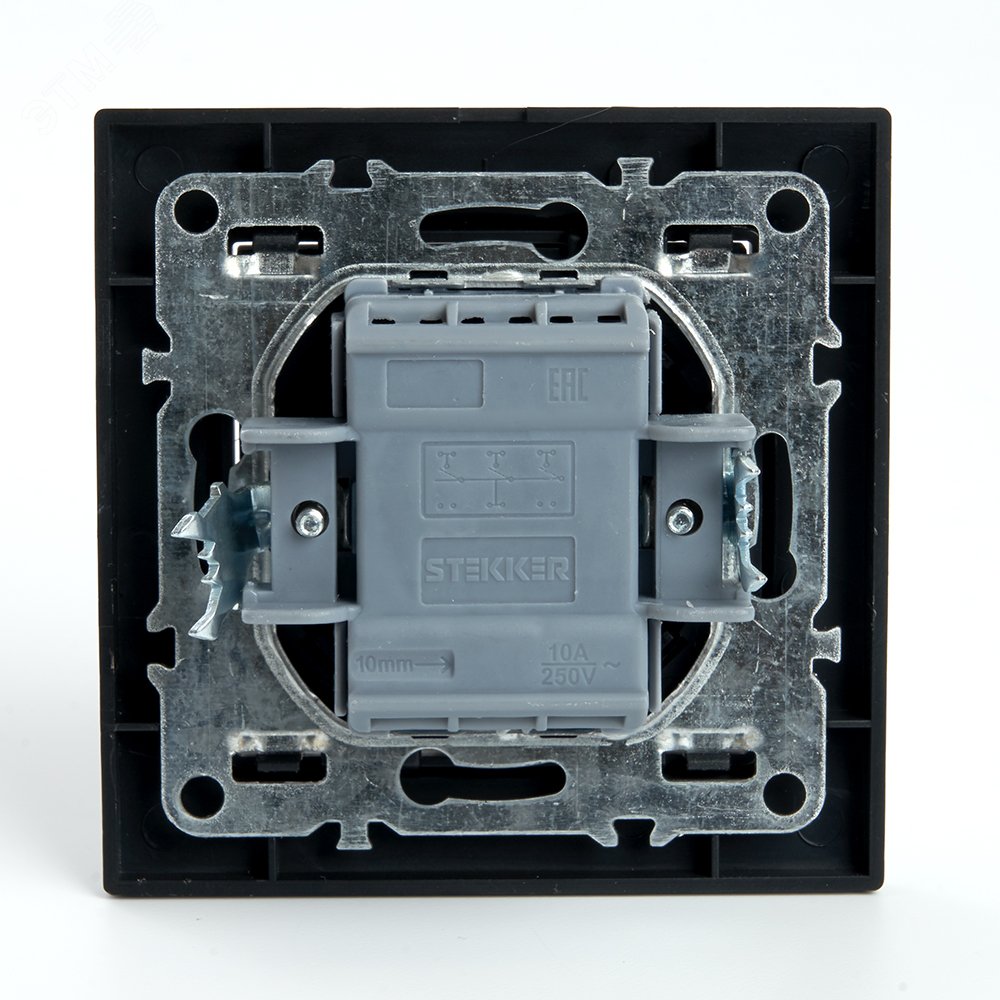 Выключатель трехклавишный, 250В, 10А, серия Эрна, черный Stekker PSW10-9007-03 39924 STEKKER - превью 5