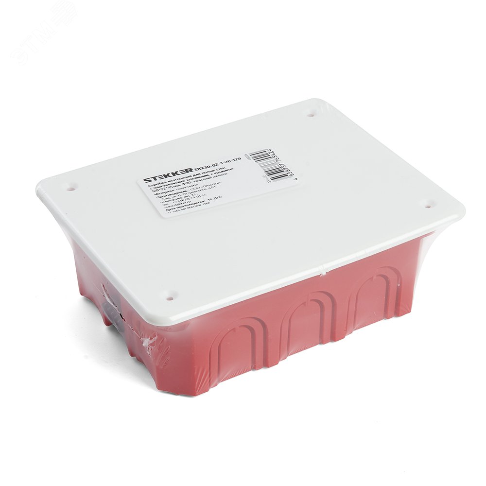 EBX30-02-1-20-120 Коробка монтажная для полых стен, с пластиковыми зажимами, с крышкой, 120*92*45мм, IP20, красный (GE41028) EBX30-02-1-20-120 49008 STEKKER - превью 8