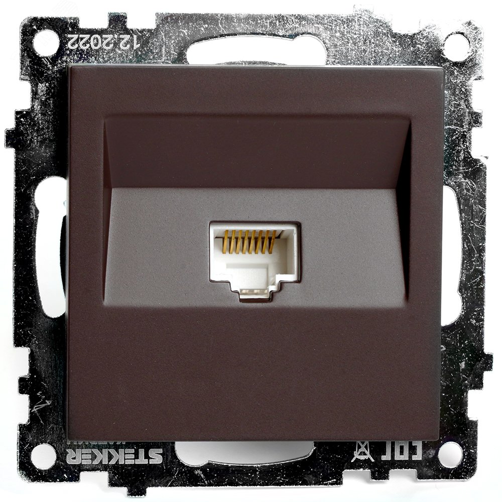 Изображение товара Розетка компьютерная одноместная RJ-45 (механизм), серия Катрин, шоколад Stekker (шт)