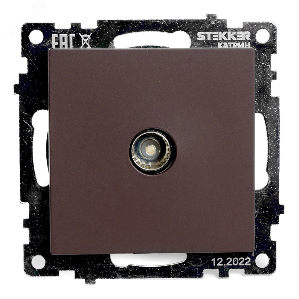 Изображение товара Розетка телевизионная 1-местная Катрин Шоколад, IP20, 75 Ом, 862 МГц, STEKKER