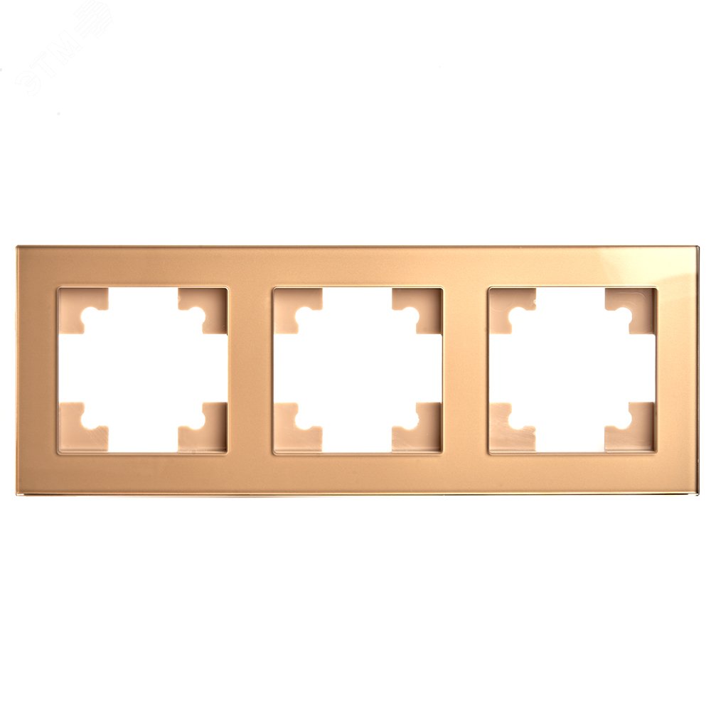 Изображение товара Рамка трехместная горизонтальная, стекло, Катрин, золото Stekker (шт)
