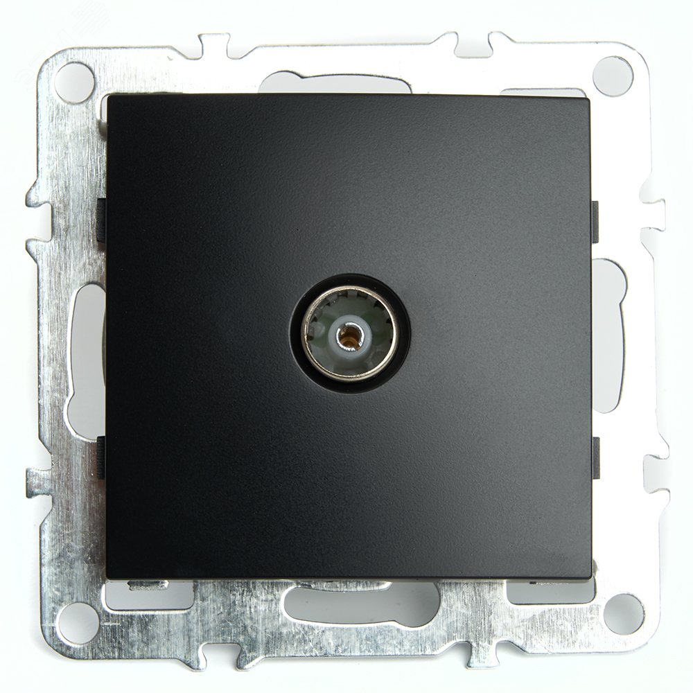 Изображение товара Розетка телевизионная 1-местная 75 Ом серия Эрна черная STEKKER