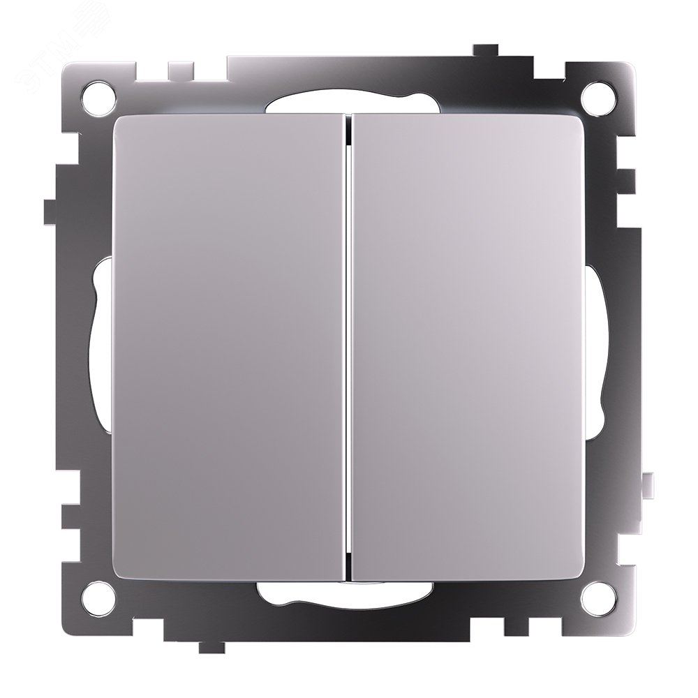 Изображение товара Выключатель двухклавишный (механизм) серия Катрин серебро STEKKER (шт)