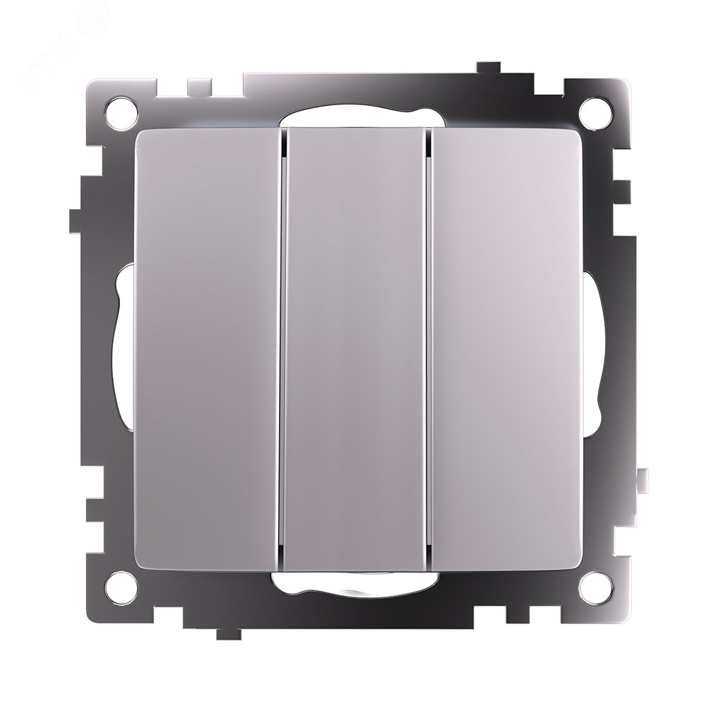 Изображение товара Выключатель трехклавишный серия Катрин STEKKER серебро 220В 10А