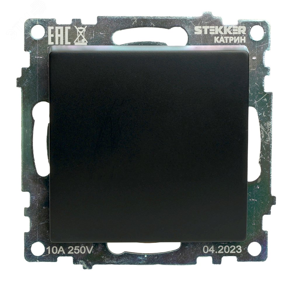 Изображение товара Переключатель перекрестный одноклавишный (механизм) 250В 10А серия Катрин черный STEKKER (шт)