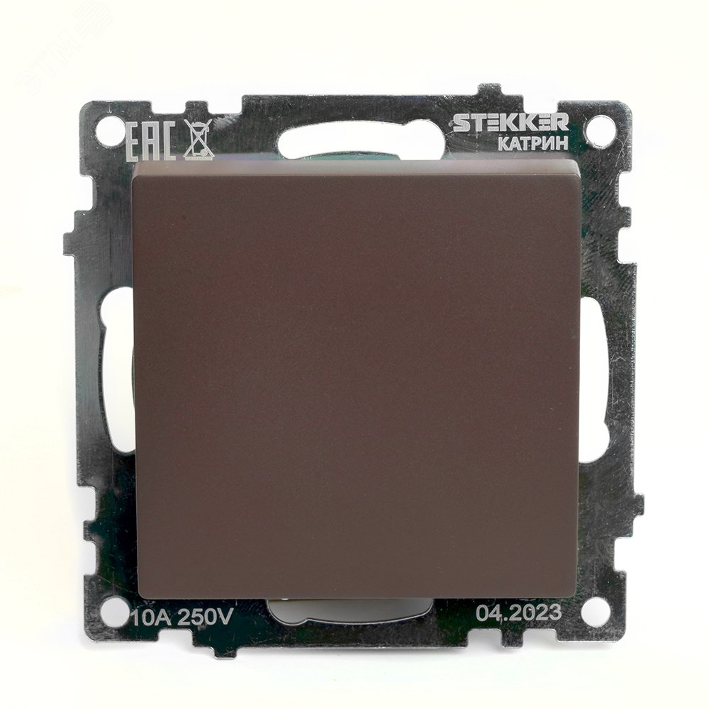Изображение товара Переключатель перекрестный одноклавишный (механизм) 250В 10А серия Катрин шоколад STEKKER (шт)