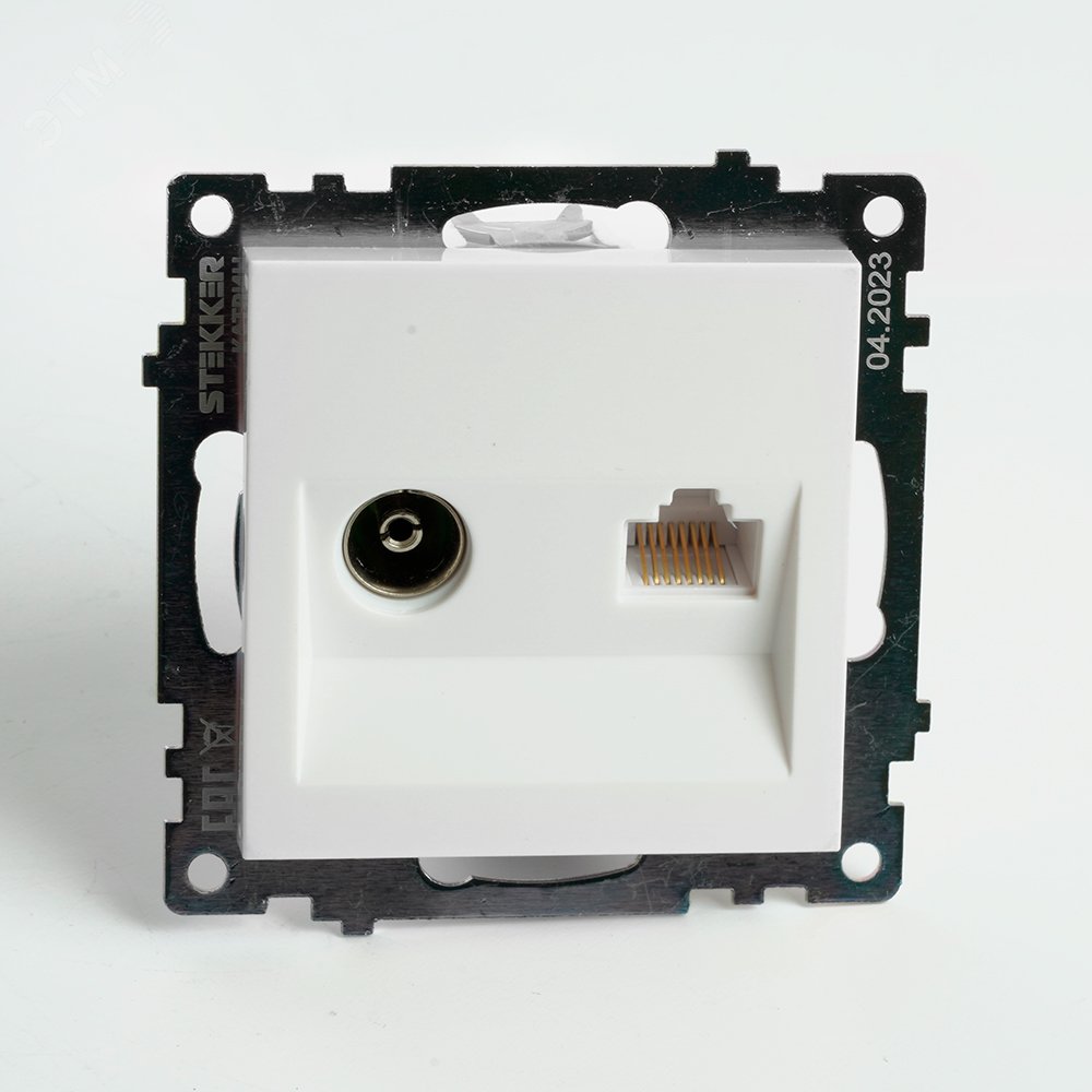 Изображение товара Розетка TV + компьютерная RJ-45 комбинированная серия Катрин белая