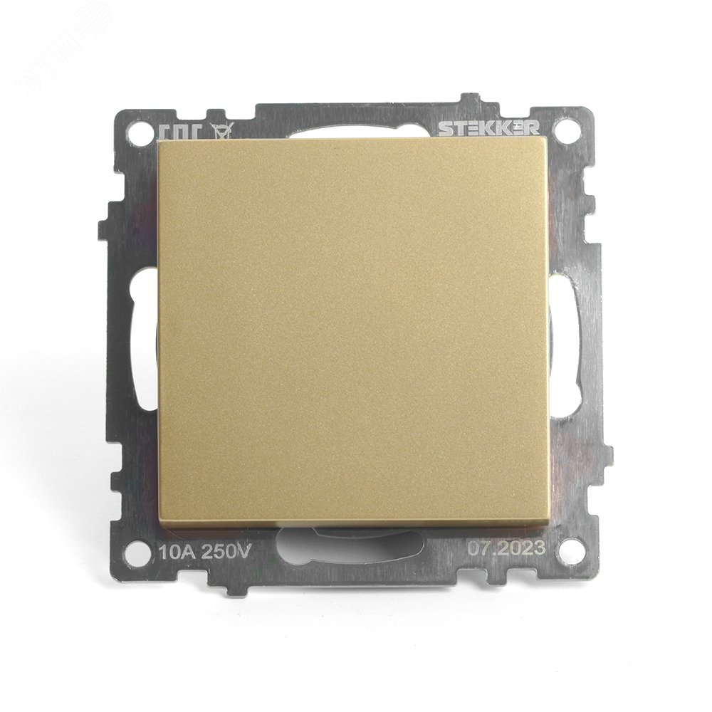 Изображение товара Переключатель одноклавишный (механизм) 250В 10А серия Катрин золото STEKKER (шт)