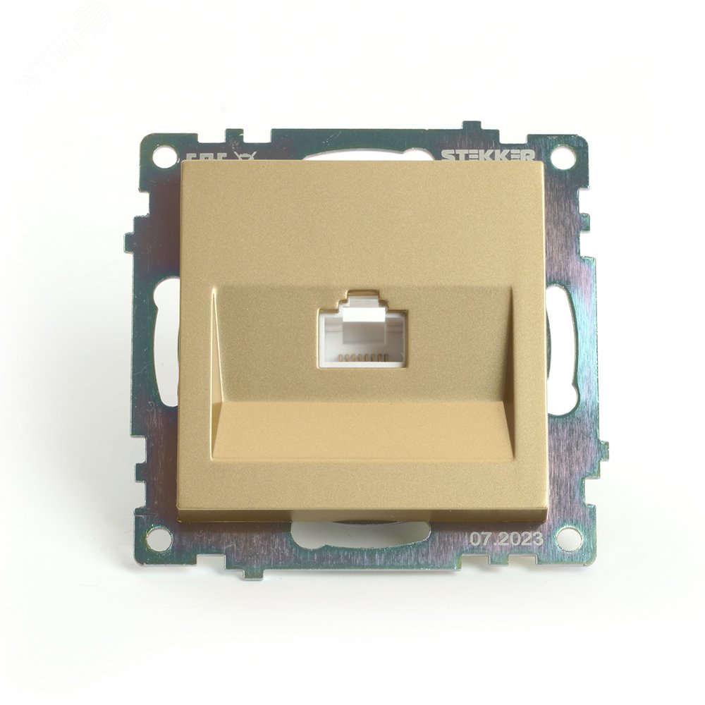 Изображение товара Розетка компьютерная 1-местная RJ-45 серия Катрин золото STEKKER