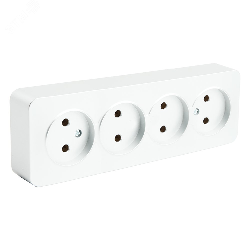 Изображение товара Розетка четырехместная открытая монтажная 250В 10А серия София белый STEKKER