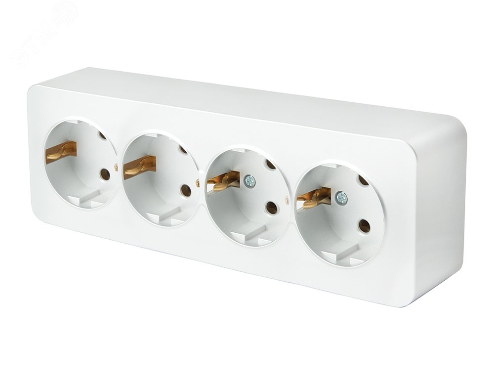 Изображение товара Розетка четырехместная с заземлением 250В 10А серия София белый Stekker