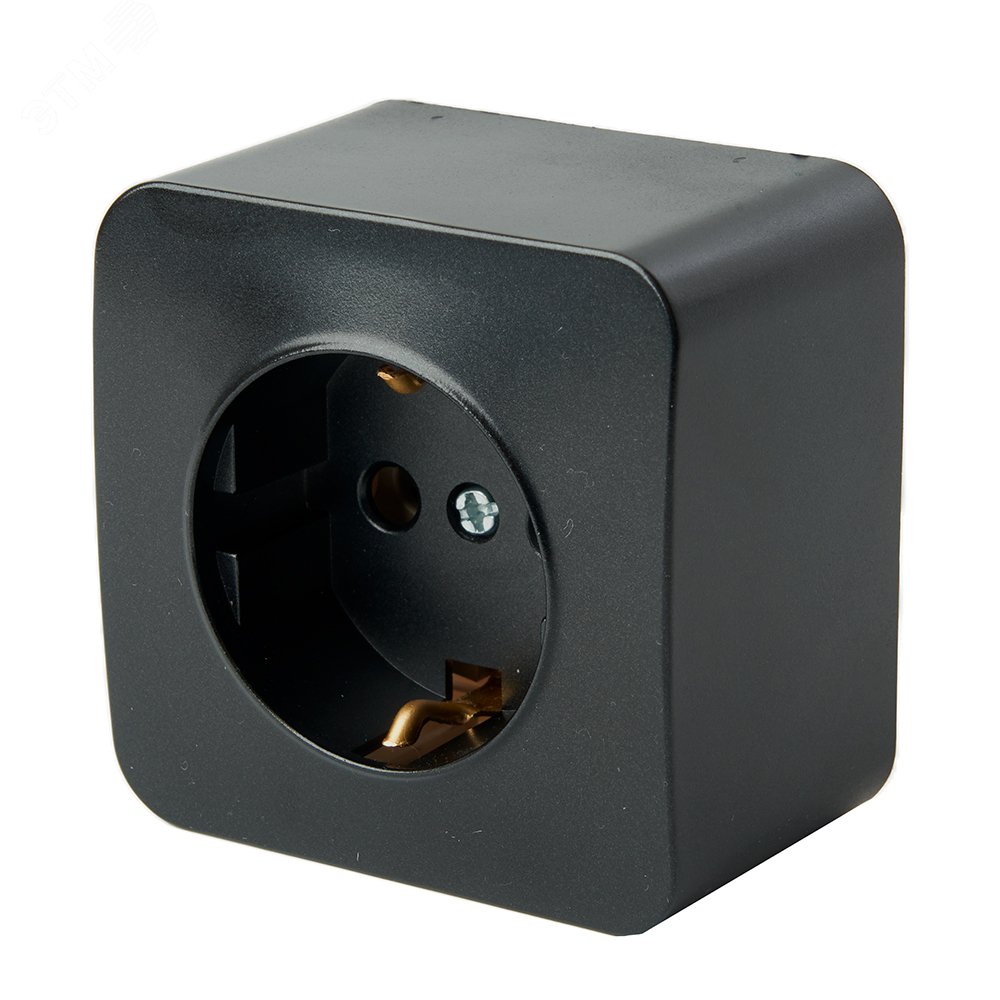 Изображение товара Розетка одноместная с заземлением 250В 10А серия София STEKKER черный