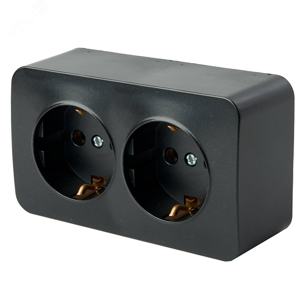 Изображение товара Розетка двухместная с заземлением 250В 10А STEKKER серия София черный