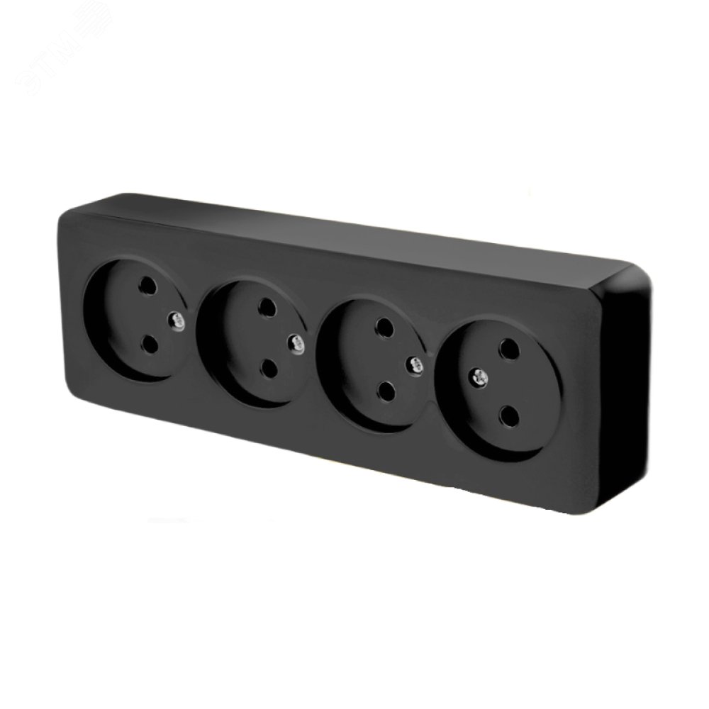 Изображение товара Розетка четырехместная б/з 250В 10А серия София черный STEKKER