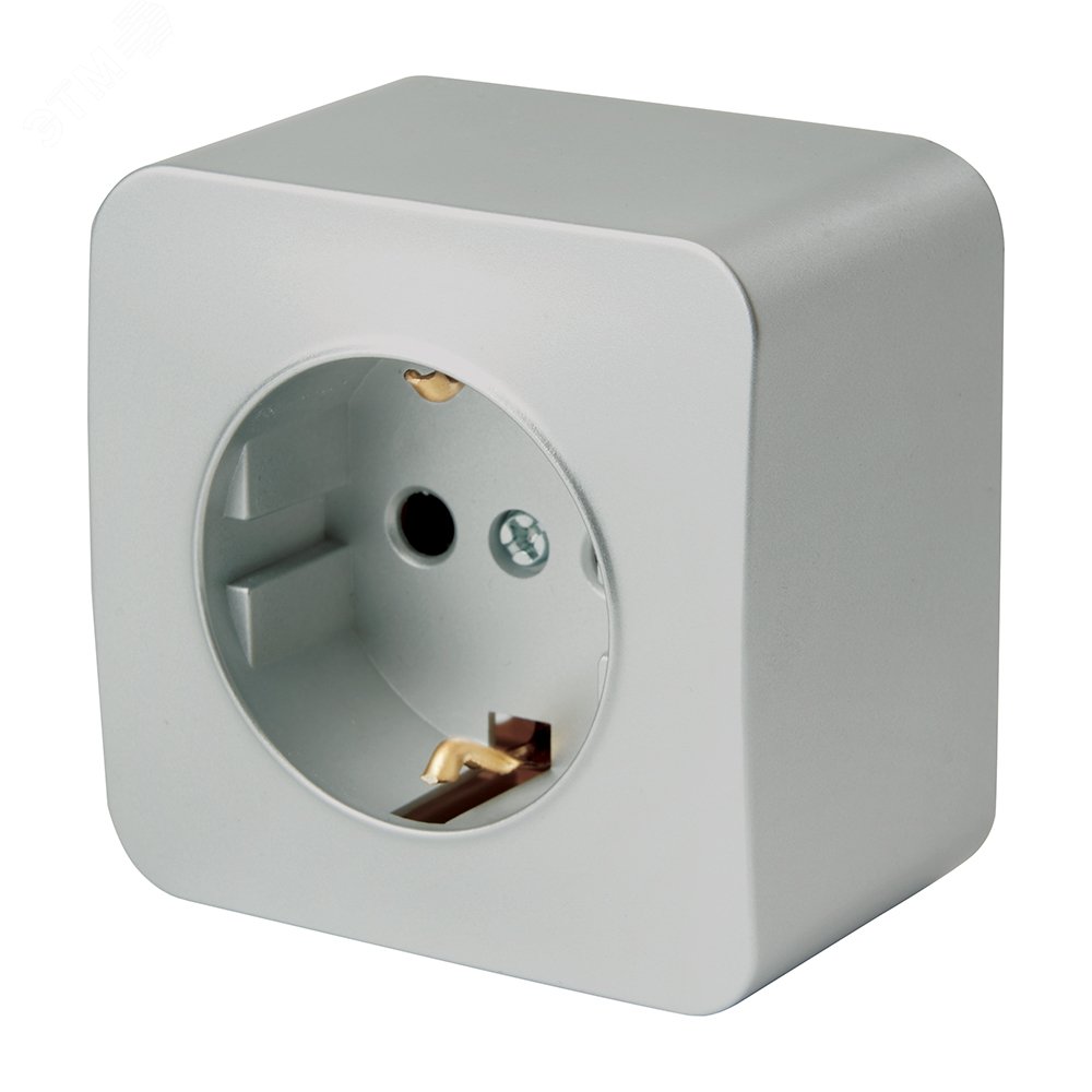 Изображение товара Розетка 1-местная с/з 250В 16А серия София серебро STEKKER