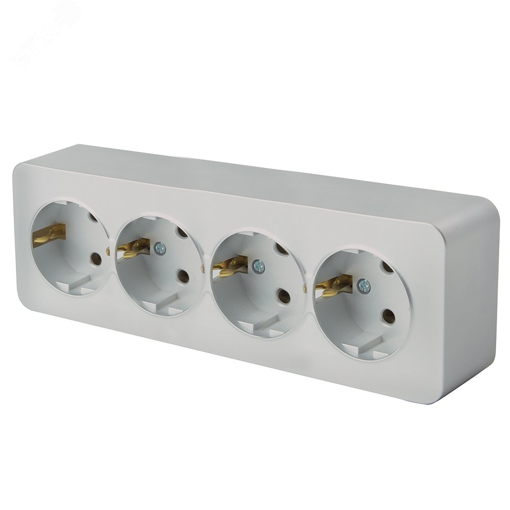 Изображение товара Розетка четырехместная с заземлением серия София STEKKER IP20 250В 16A серебро