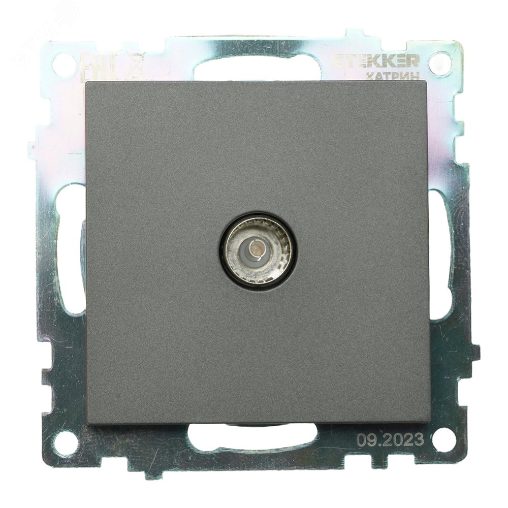 Изображение товара Розетка телевизионная одноместная 75 Ом 5-862МГц (механизм) серия Катрин графит STEKKER (шт)