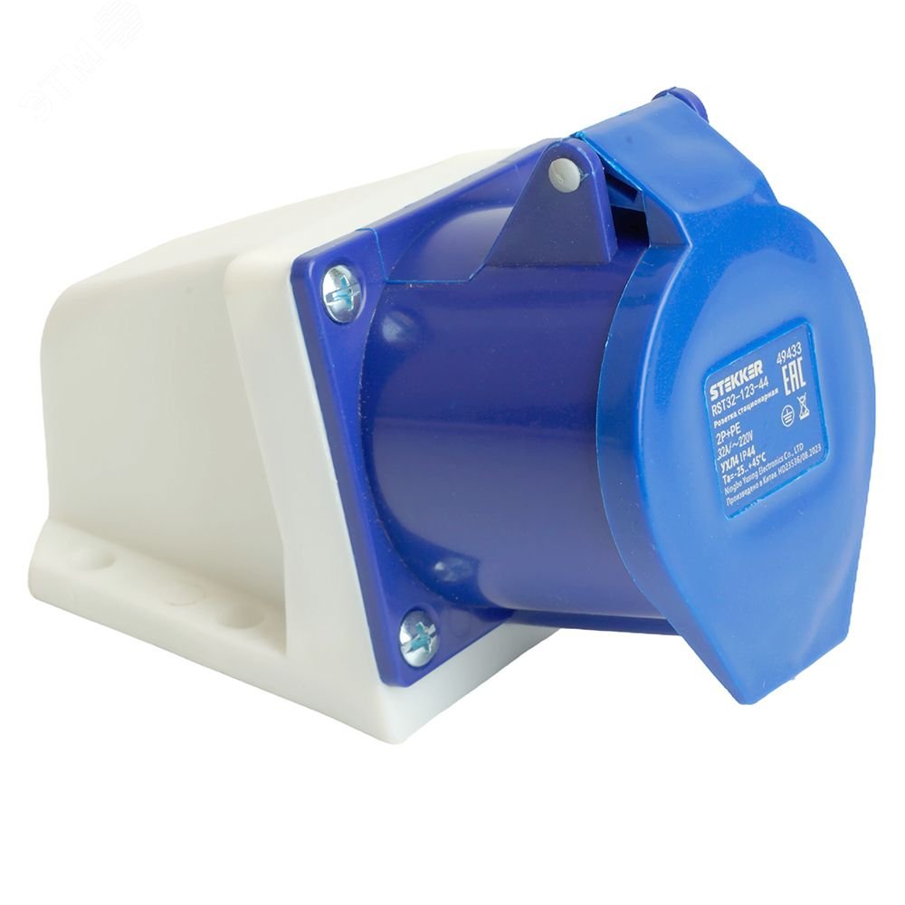 Изображение товара Розетка силовая стационарная STEKKER RST32-123-44 IP44 32А 220В