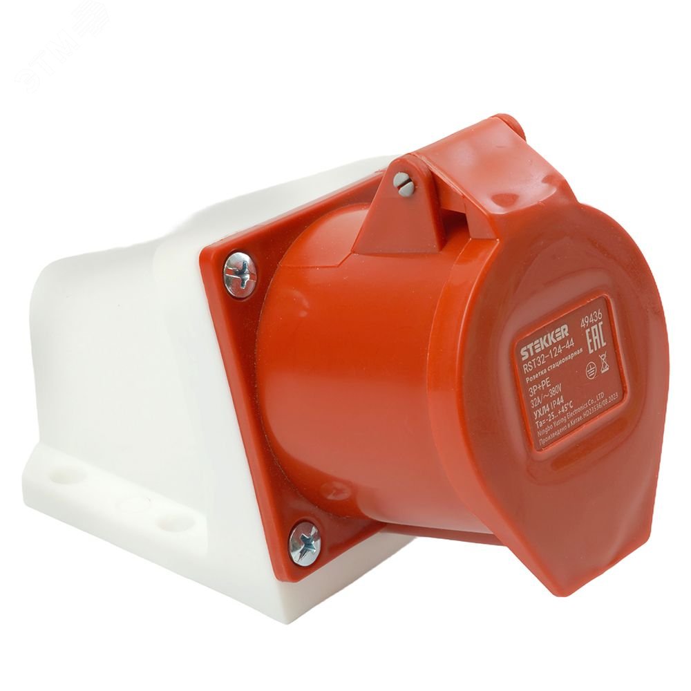 Изображение товара Розетка силовая CEE 380В 32А IP44 STEKKER RST32-124-44