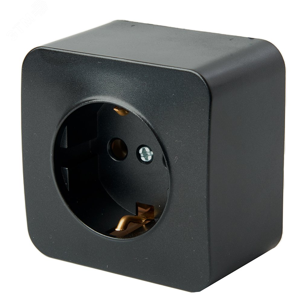 Изображение товара Розетка одноместная с/з 250В 10А серия София черный матовый STEKKER (шт)