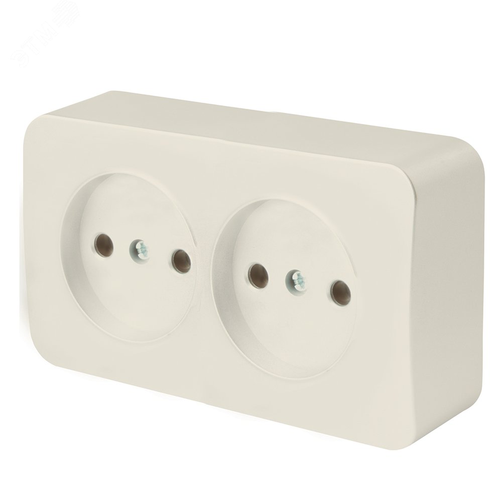Изображение товара Розетка двухместная б/з 250В 10А серия София STEKKER слоновая кость