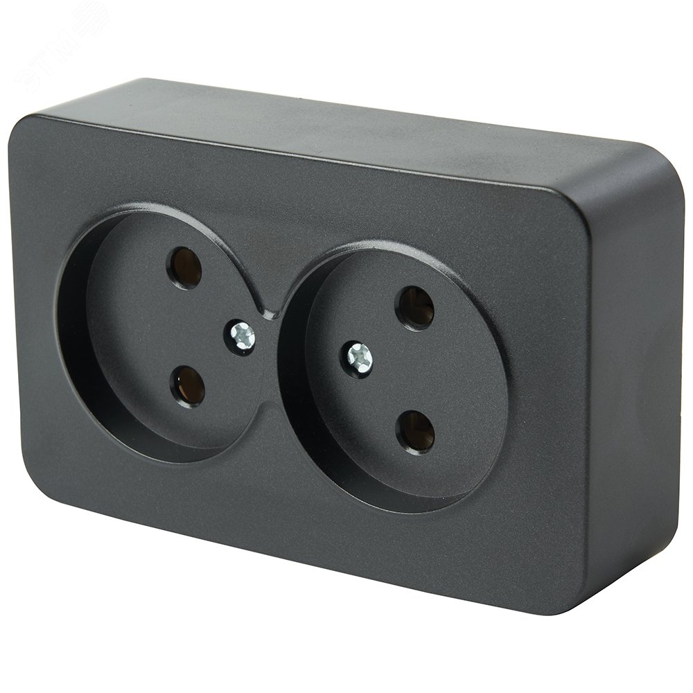 Изображение товара Розетка двухместная без заземления серия София STEKKER черный матовый