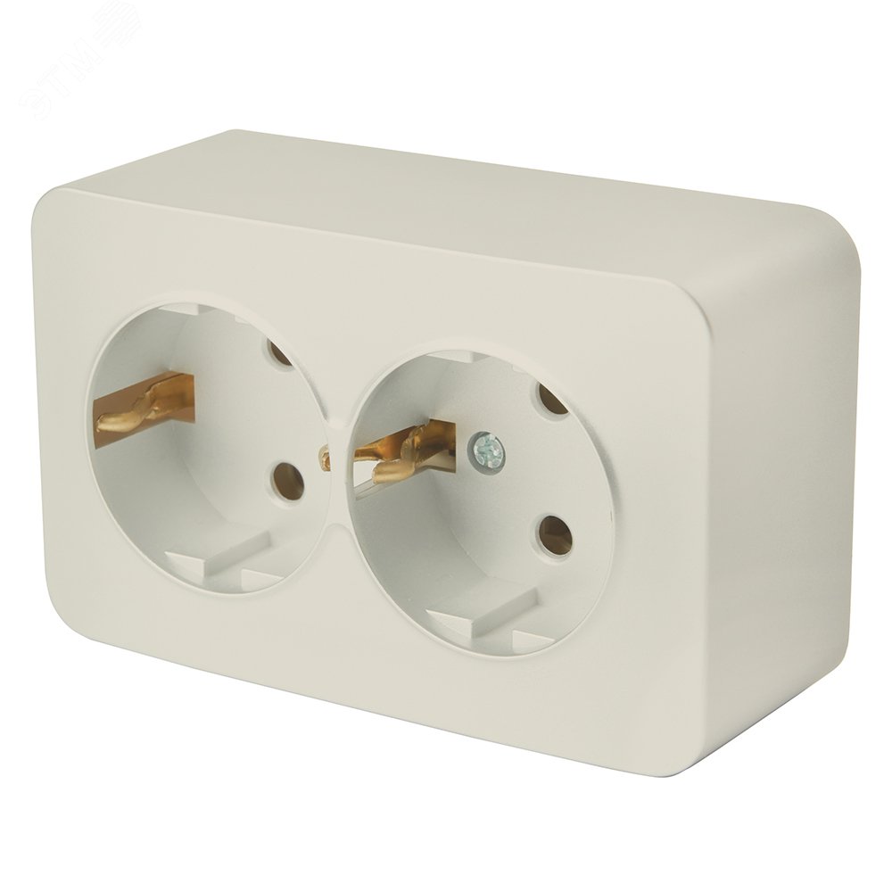 Изображение товара Розетка двухместная с заземлением серия София STEKKER 250В 16А слоновая кость