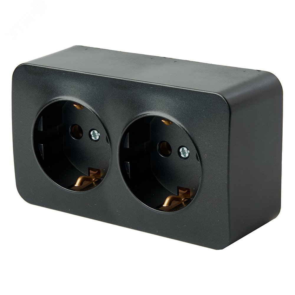 Изображение товара Розетка двухместная с/з 250В 16А серия София черный матовый STEKKER