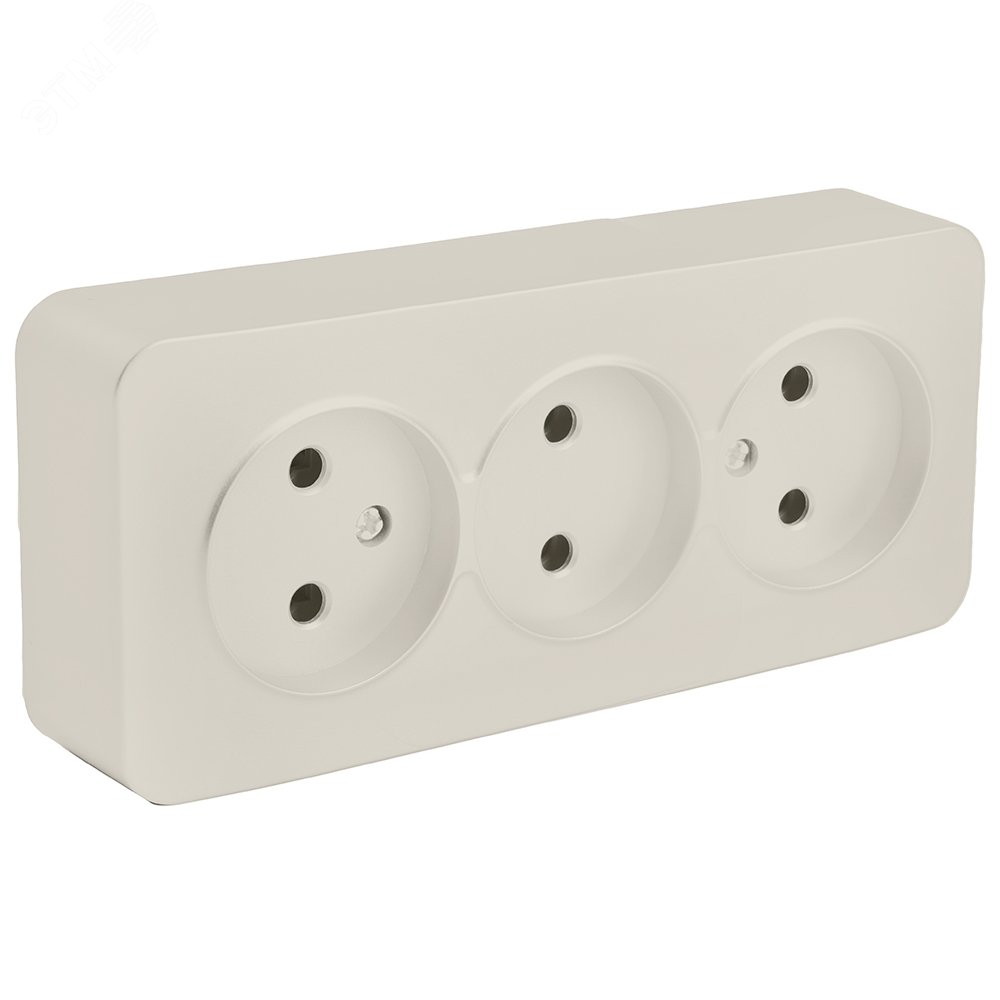 Изображение товара Розетка трехместная б/з 250В 10А серия София слоновая кость STEKKER (шт)