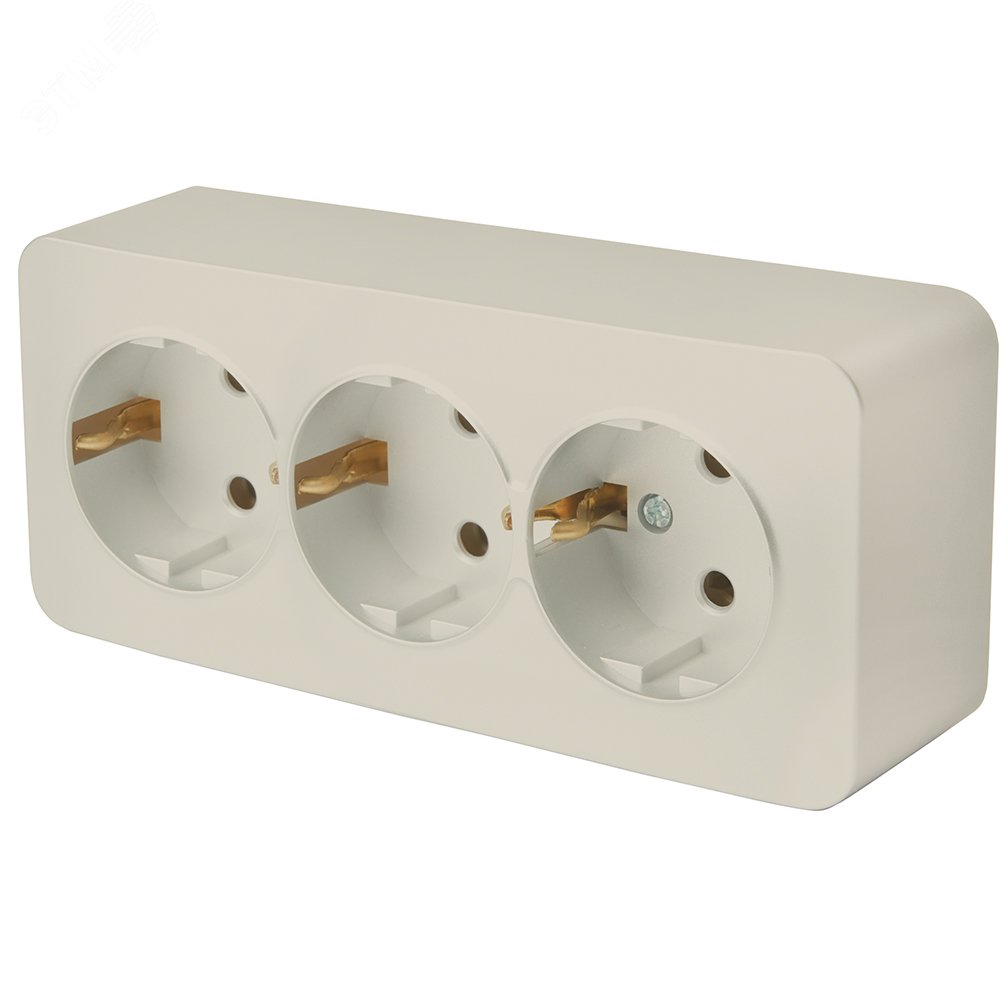 Изображение товара Розетка трехместная с/з 250В 10А серия София слоновая кость STEKKER (шт)
