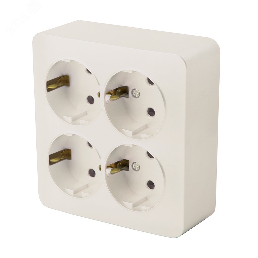 Изображение товара Розетка 4-местная с/з квадратная серия София 250В 16А слоновая кость