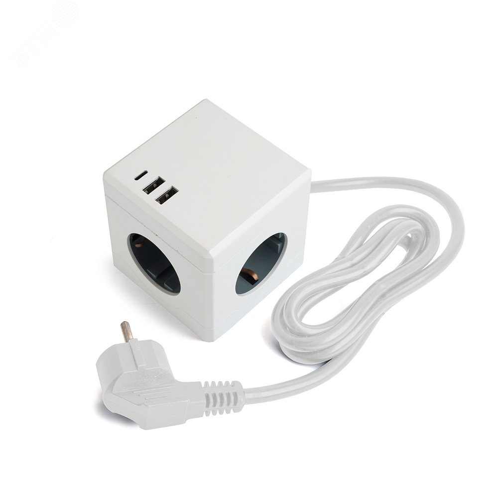 Изображение товара Удлинитель 3-местный с USB Type-A и Type-C 1.5м белый Comfort HM10-41-01