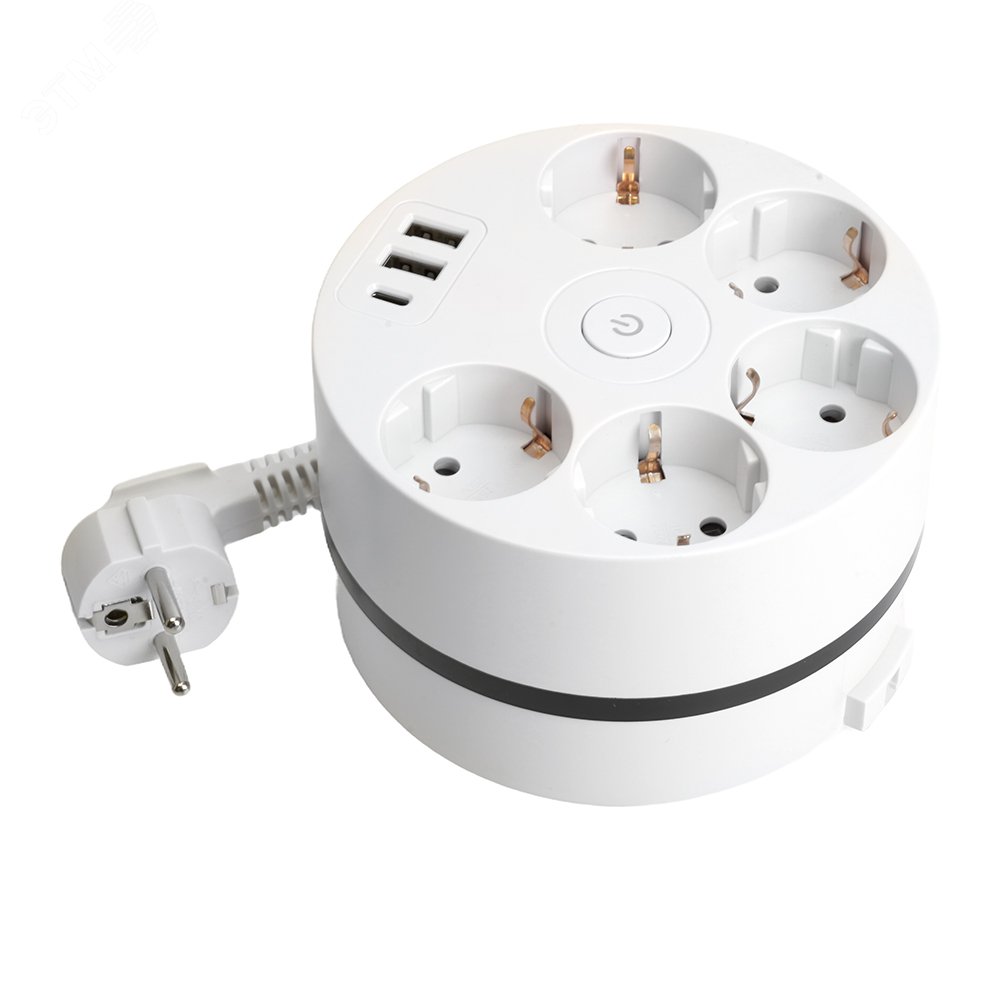 Изображение товара Удлинитель 5-местный с USB и заземлением Comfort от STEKKER 2.5м белый