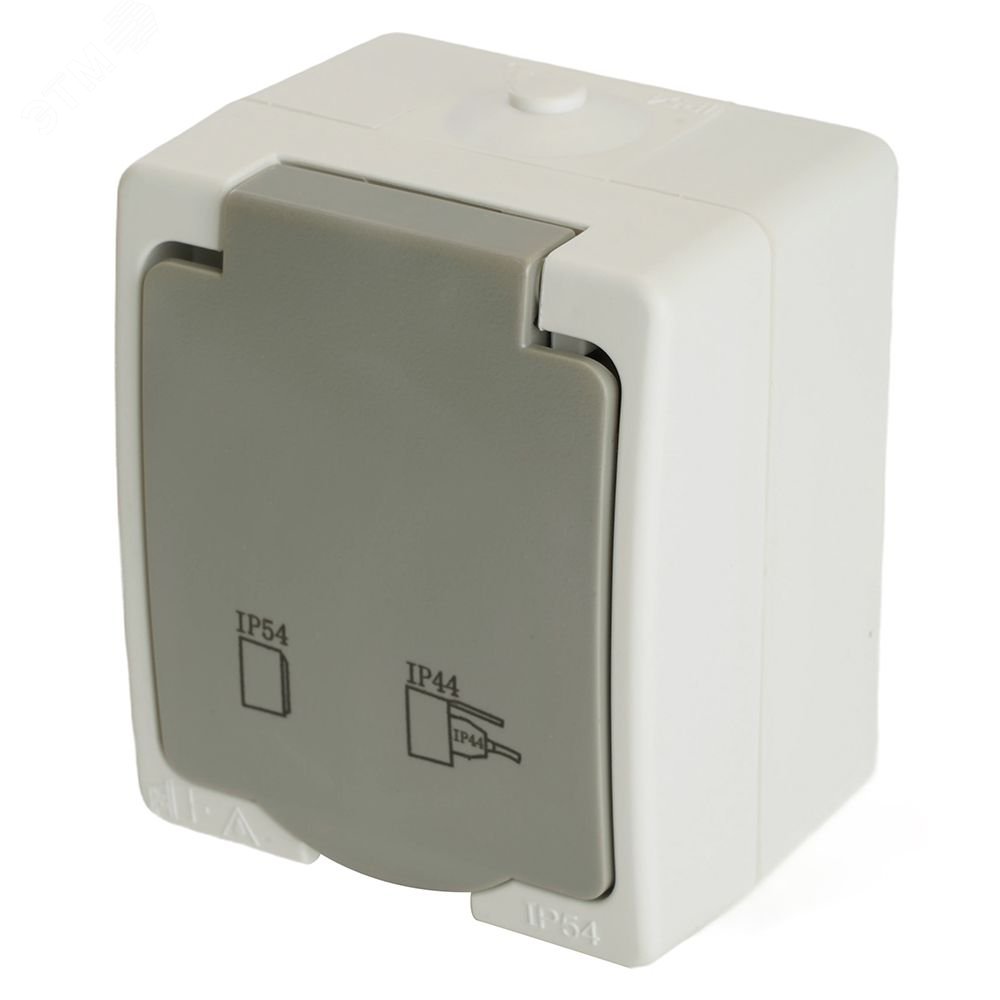 Изображение товара Розетка 1-местная с крышкой и заземлением серия Велена 250В 16А IP54 STEKKER