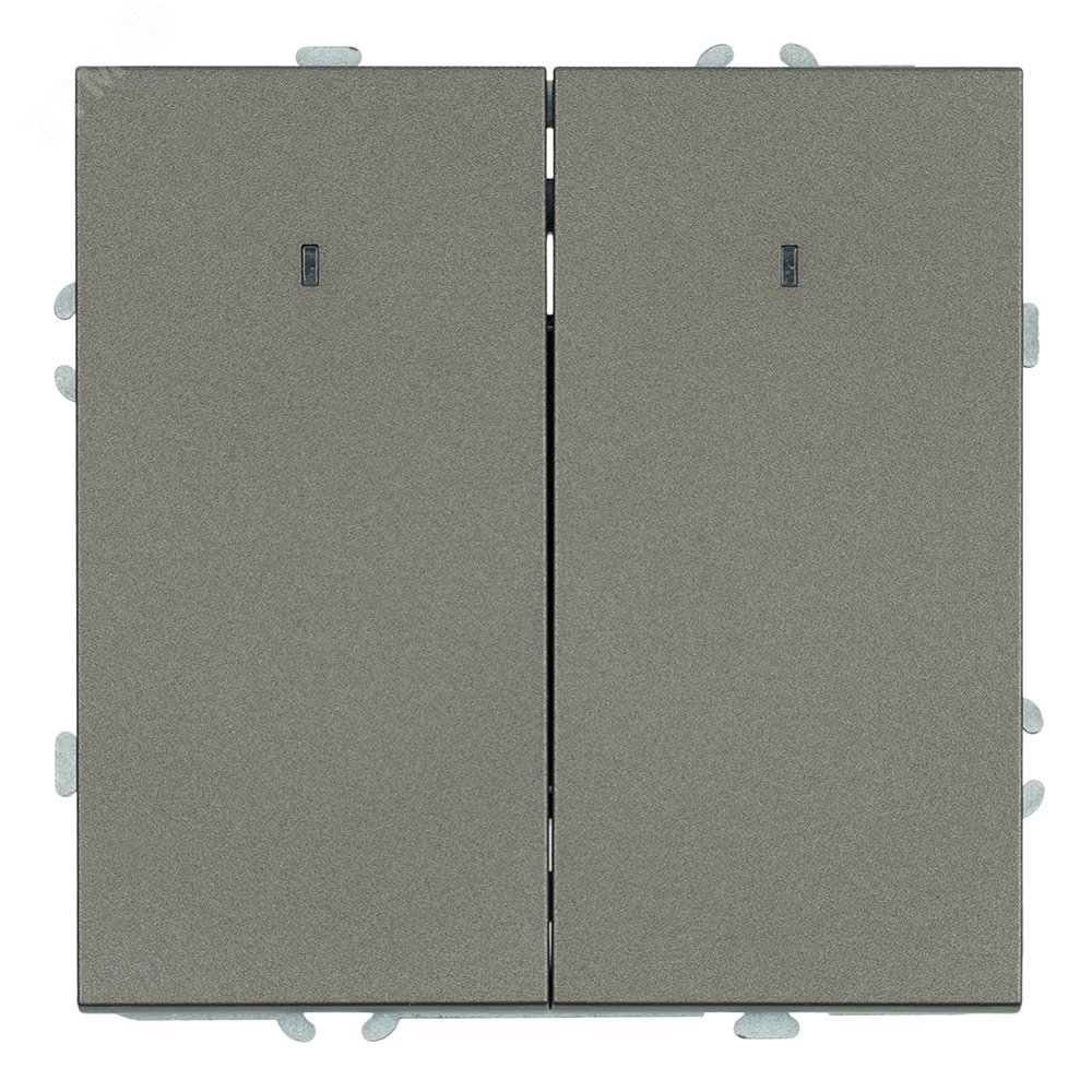 Изображение товара Выключатель 2-клавишный c индикатором (механизм) 250В 10А антрацит soft touch серия Эмили STEKKER (шт)