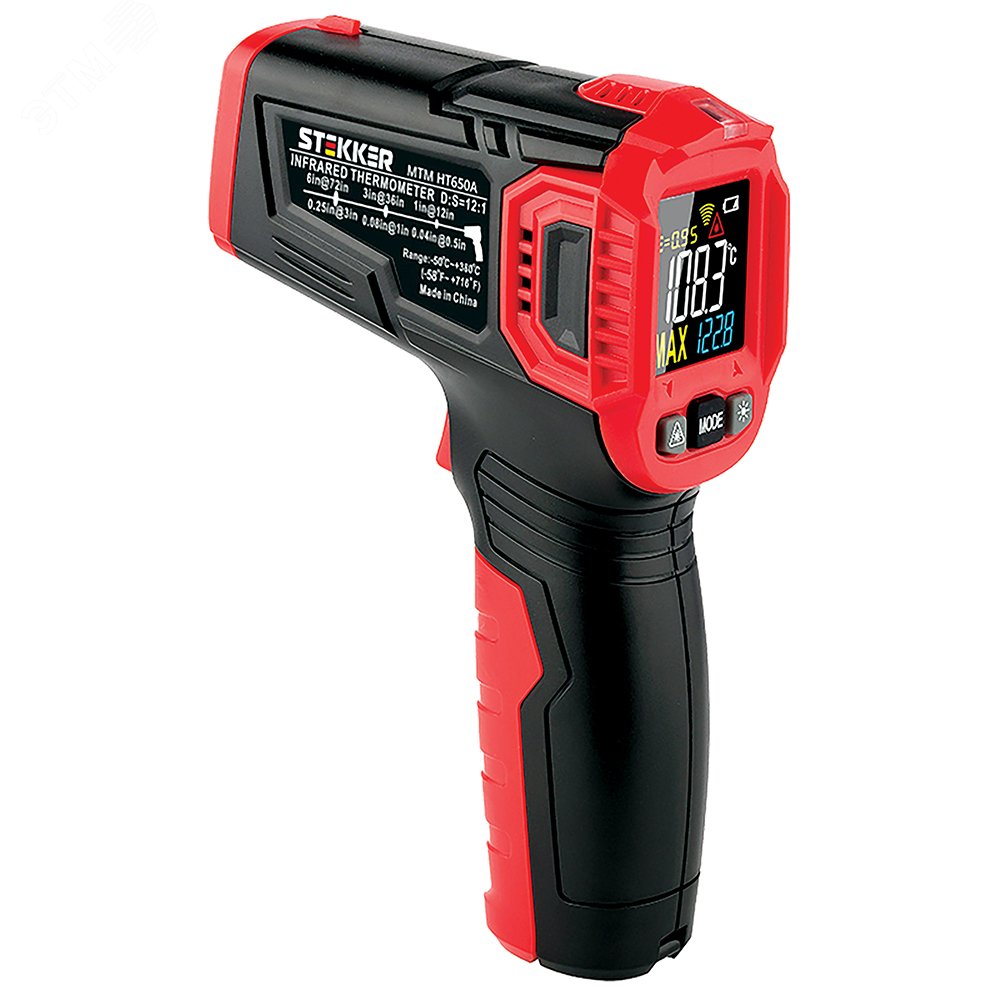 Изображение товара Дистанционный пирометр для измерения температуры, 2 ААА батареи, черный/красный