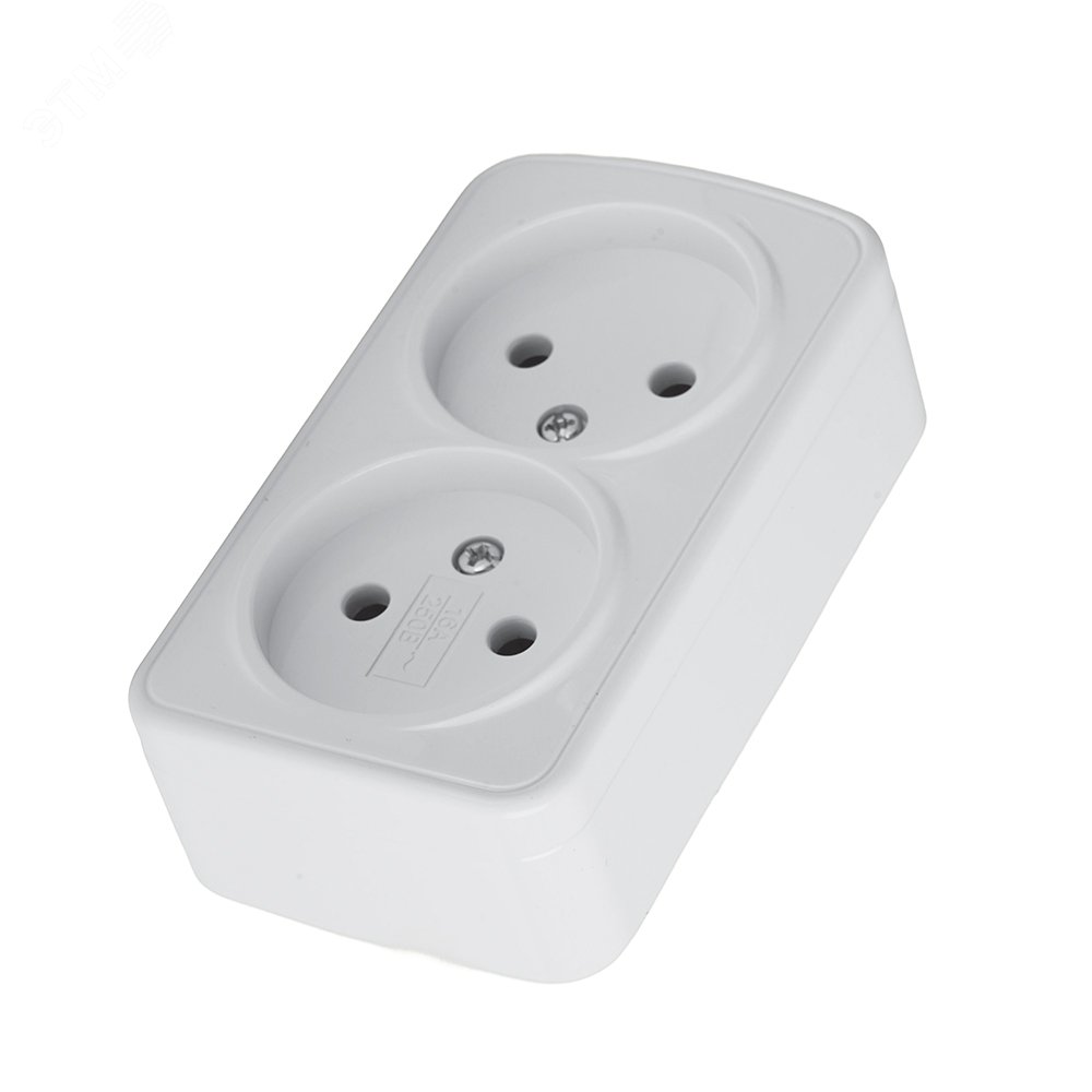 Изображение товара Розетка накладная двухместная белая серия Basic STEKKER 250В 16А IP20