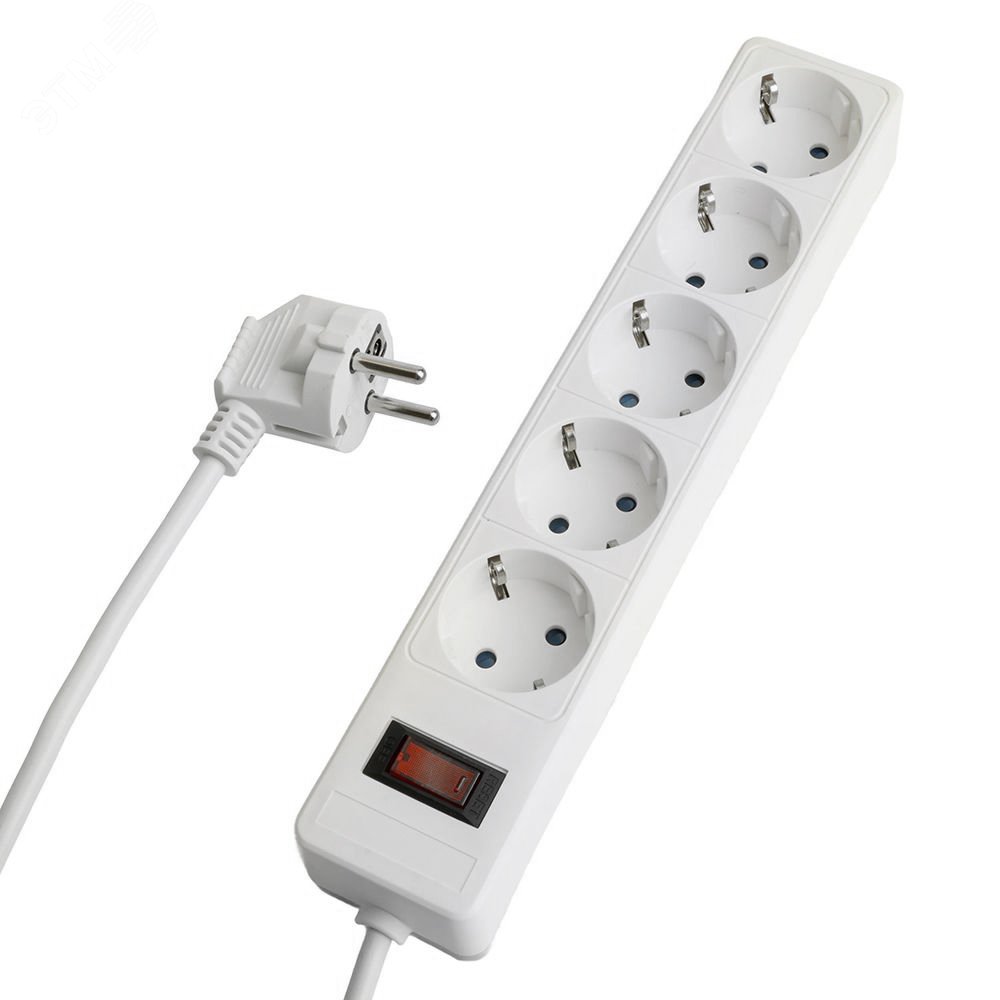 Изображение товара Фильтр сетевой 5-местный с/з 3x1 мм2 1,8 м 230 В 13 А белый HM20-51-02 (шт)