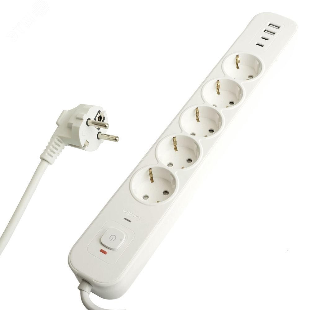 Изображение товара Фильтр сетевой 5-местный с/з 3x1 мм2 5 м 250 В 16 А 2 USB-A+2 Type-C 3 белый HM21-51-05 (шт) Изображение товара Фильтр сетевой 5-местный с/з 3x1 мм2 5 м 250 В 16 А 2 USB-A+2 Type-C 3 белый HM21-51-05 (шт)