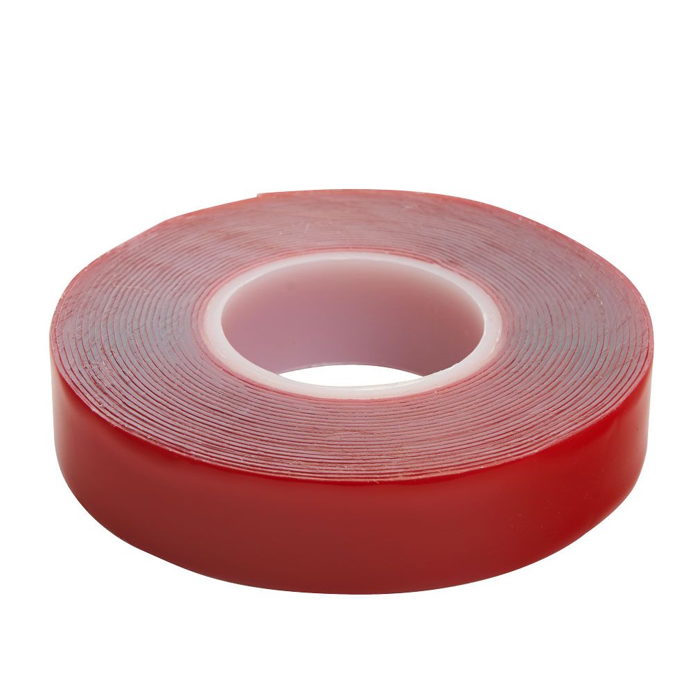 Скотч акриловый двусторонний 0.8х18 мм длина 5м прозрачный красная подложка
