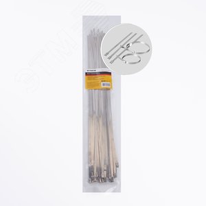 Изображение товара Хомут стальной 4,6х400мм, d пучка max 121мм, нагрузка 50кг, серый (25шт в упак), (упак)