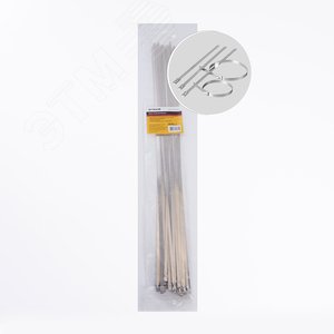 Изображение товара Хомут стальной 4,6х500мм, d пучка max 146мм, нагрузка 55кг, серый (25шт в упак), (упак)