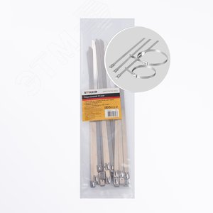 Изображение товара Хомут стальной 7.9х300мм, d пучка max 82мм, нагрузка 120кг, серый, (25шт в упак), (упак)