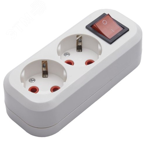 Изображение товара Розетка переносная разборная 2-местная с/з с выключателем, белый (шт)