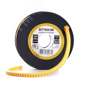 Кабель-маркер 1 для провода сеч.2,5мм, желтый (1000шт в упак) Stekker CBMR25-1 STEKKER