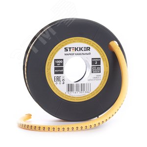 Кабель-маркер 2 для провода сеч.2,5мм, желтый (1000шт в упак) Stekker CBMR25-2 STEKKER